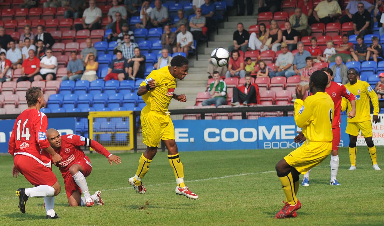 Aswad scoring on his debut, away to Welling United