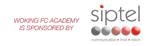 Woking FC Academy is sponsored by Siptel