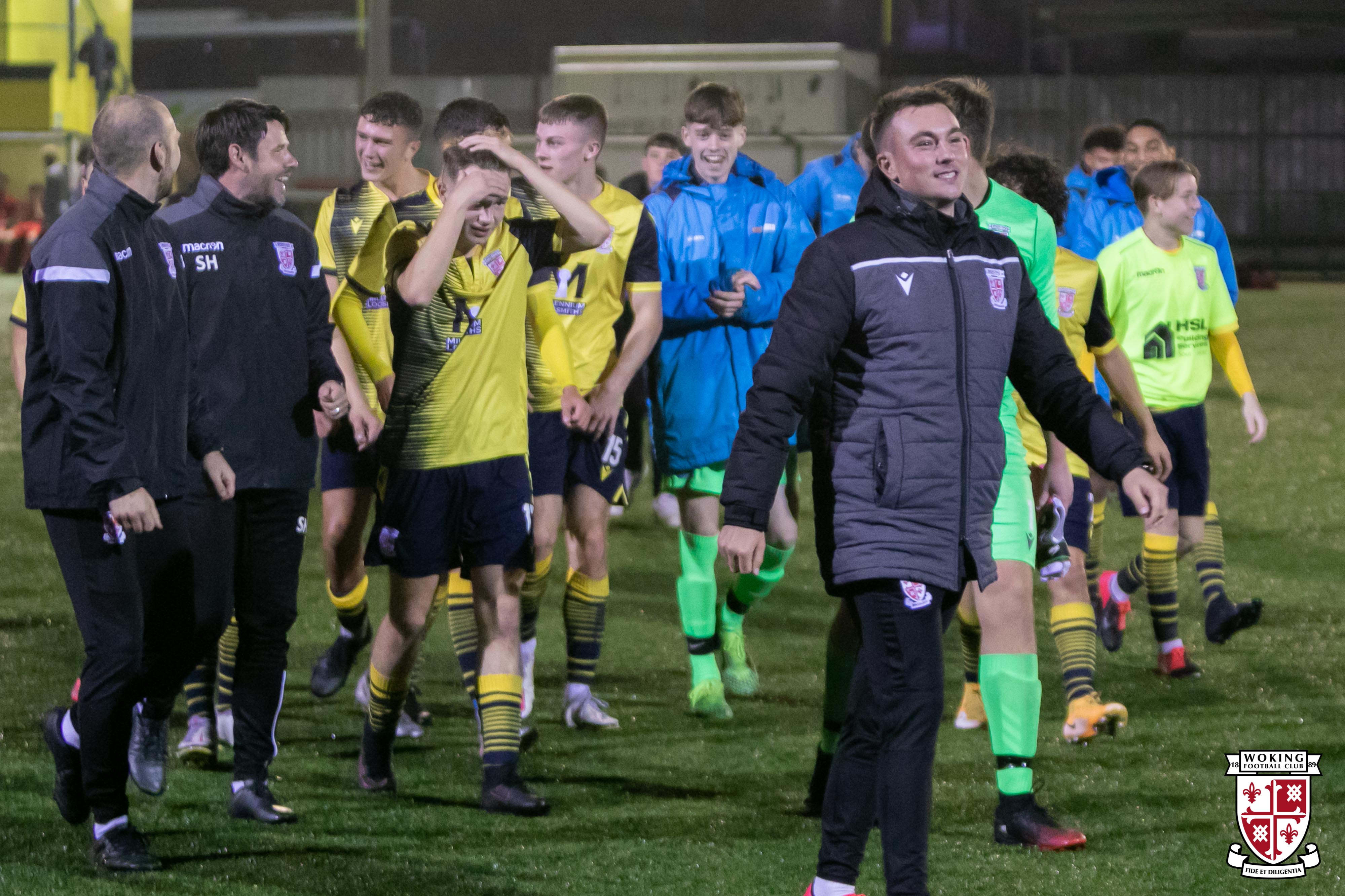 Harrison and his team celebrate a famous win in the FA Youth Cup over Leyton Orient